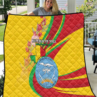Mali Independence Day Quilt Coat Of Arms With Hibiscus Sabdariffa - Wonder Print Shop