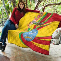 Mali Independence Day Quilt Coat Of Arms With Hibiscus Sabdariffa - Wonder Print Shop