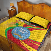 Mali Independence Day Quilt Bed Set Coat Of Arms With Hibiscus Sabdariffa - Wonder Print Shop