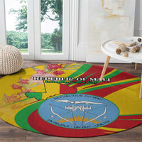 Mali Independence Day Round Carpet Coat Of Arms With Hibiscus Sabdariffa - Wonder Print Shop