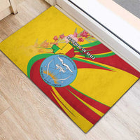 Mali Independence Day Rubber Doormat Coat Of Arms With Hibiscus Sabdariffa - Wonder Print Shop
