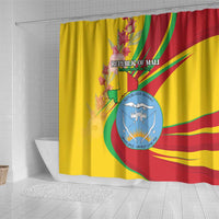 Mali Independence Day Shower Curtain Coat Of Arms With Hibiscus Sabdariffa - Wonder Print Shop
