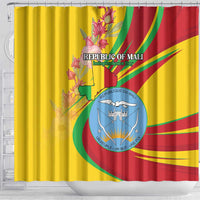 Mali Independence Day Shower Curtain Coat Of Arms With Hibiscus Sabdariffa - Wonder Print Shop