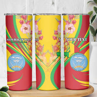 Personalized Mali Independence Day Skinny Tumbler Coat Of Arms With Hibiscus Sabdariffa - Wonder Print Shop