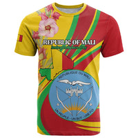 Personalized Mali Independence Day T Shirt Coat Of Arms With Hibiscus Sabdariffa - Wonder Print Shop