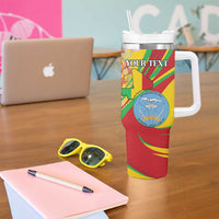 Personalized Mali Independence Day Tumbler With Handle Coat Of Arms With Hibiscus Sabdariffa - Wonder Print Shop