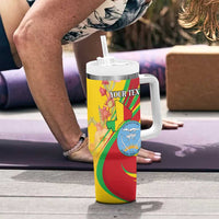 Personalized Mali Independence Day Tumbler With Handle Coat Of Arms With Hibiscus Sabdariffa - Wonder Print Shop