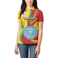 Personalized Mali Independence Day Women Polo Shirt Coat Of Arms With Hibiscus Sabdariffa - Wonder Print Shop