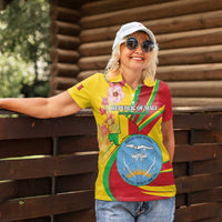 Personalized Mali Independence Day Women Polo Shirt Coat Of Arms With Hibiscus Sabdariffa - Wonder Print Shop