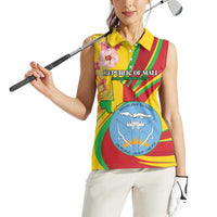 Personalized Mali Independence Day Women Sleeveless Polo Shirt Coat Of Arms With Hibiscus Sabdariffa - Wonder Print Shop