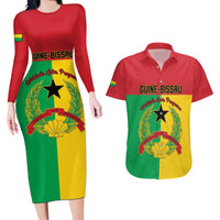 Personalized Guinea-Bissau Couples Matching Long Sleeve Bodycon Dress and Hawaiian Shirt Coat Of Arms Flag Style - Wonder Print Shop