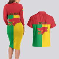 Personalized Guinea-Bissau Couples Matching Long Sleeve Bodycon Dress and Hawaiian Shirt Coat Of Arms Flag Style - Wonder Print Shop