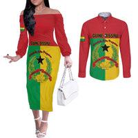 Personalized Guinea-Bissau Couples Matching Off The Shoulder Long Sleeve Dress and Long Sleeve Button Shirt Coat Of Arms Flag Style - Wonder Print Shop