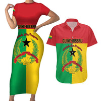 Personalized Guinea-Bissau Couples Matching Short Sleeve Bodycon Dress and Hawaiian Shirt Coat Of Arms Flag Style - Wonder Print Shop