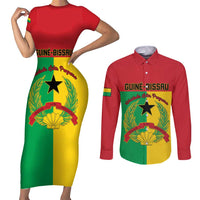 Personalized Guinea-Bissau Couples Matching Short Sleeve Bodycon Dress and Long Sleeve Button Shirt Coat Of Arms Flag Style - Wonder Print Shop
