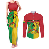 Personalized Guinea-Bissau Couples Matching Tank Maxi Dress and Long Sleeve Button Shirt Coat Of Arms Flag Style - Wonder Print Shop