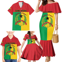 Personalized Guinea-Bissau Family Matching Mermaid Dress and Hawaiian Shirt Coat Of Arms Flag Style - Wonder Print Shop