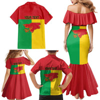 Personalized Guinea-Bissau Family Matching Mermaid Dress and Hawaiian Shirt Coat Of Arms Flag Style - Wonder Print Shop
