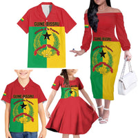 Personalized Guinea-Bissau Family Matching Off The Shoulder Long Sleeve Dress and Hawaiian Shirt Coat Of Arms Flag Style - Wonder Print Shop