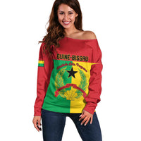 Personalized Guinea-Bissau Off Shoulder Sweater Coat Of Arms Flag Style - Wonder Print Shop