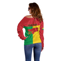 Personalized Guinea-Bissau Off Shoulder Sweater Coat Of Arms Flag Style - Wonder Print Shop