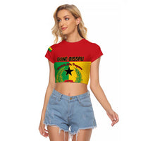 Personalized Guinea-Bissau Raglan Cropped T Shirt Coat Of Arms Flag Style - Wonder Print Shop