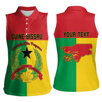 Personalized Guinea-Bissau Women Sleeveless Polo Shirt Coat Of Arms Flag Style - Wonder Print Shop