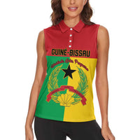 Personalized Guinea-Bissau Women Sleeveless Polo Shirt Coat Of Arms Flag Style - Wonder Print Shop