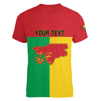 Personalized Guinea-Bissau Women V-Neck T-Shirt Coat Of Arms Flag Style - Wonder Print Shop