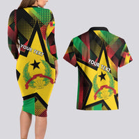 Personalized Guinea-Bissau Independence Day Couples Matching Long Sleeve Bodycon Dress and Hawaiian Shirt Coat Of Arms With Map - Wonder Print Shop