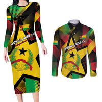 Personalized Guinea-Bissau Independence Day Couples Matching Long Sleeve Bodycon Dress and Long Sleeve Button Shirt Coat Of Arms With Map - Wonder Print Shop