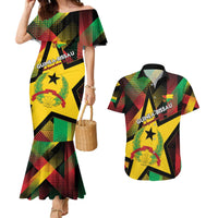 Personalized Guinea-Bissau Independence Day Couples Matching Mermaid Dress and Hawaiian Shirt Coat Of Arms With Map - Wonder Print Shop