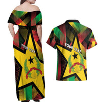 Personalized Guinea-Bissau Independence Day Couples Matching Off Shoulder Maxi Dress and Hawaiian Shirt Coat Of Arms With Map - Wonder Print Shop