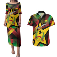 Personalized Guinea-Bissau Independence Day Couples Matching Puletasi and Hawaiian Shirt Coat Of Arms With Map - Wonder Print Shop