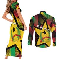 Personalized Guinea-Bissau Independence Day Couples Matching Short Sleeve Bodycon Dress and Long Sleeve Button Shirt Coat Of Arms With Map - Wonder Print Shop