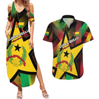 Personalized Guinea-Bissau Independence Day Couples Matching Summer Maxi Dress and Hawaiian Shirt Coat Of Arms With Map - Wonder Print Shop
