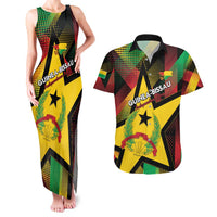 Personalized Guinea-Bissau Independence Day Couples Matching Tank Maxi Dress and Hawaiian Shirt Coat Of Arms With Map - Wonder Print Shop