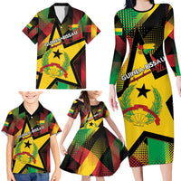 Personalized Guinea-Bissau Independence Day Family Matching Long Sleeve Bodycon Dress and Hawaiian Shirt Coat Of Arms With Map - Wonder Print Shop