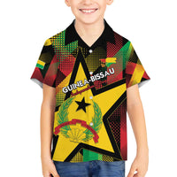 Personalized Guinea-Bissau Independence Day Family Matching Off The Shoulder Long Sleeve Dress and Hawaiian Shirt Coat Of Arms With Map - Wonder Print Shop