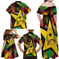 Personalized Guinea-Bissau Independence Day Family Matching Off Shoulder Maxi Dress and Hawaiian Shirt Coat Of Arms With Map - Wonder Print Shop