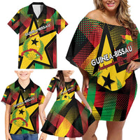 Personalized Guinea-Bissau Independence Day Family Matching Off Shoulder Short Dress and Hawaiian Shirt Coat Of Arms With Map - Wonder Print Shop