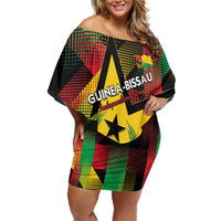Personalized Guinea-Bissau Independence Day Family Matching Off Shoulder Short Dress and Hawaiian Shirt Coat Of Arms With Map - Wonder Print Shop
