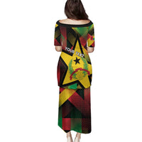 Personalized Guinea-Bissau Independence Day Family Matching Puletasi and Hawaiian Shirt Coat Of Arms With Map - Wonder Print Shop