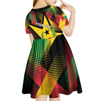 Personalized Guinea-Bissau Independence Day Kid Short Sleeve Dress Coat Of Arms With Map - Wonder Print Shop