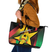 Guinea-Bissau Independence Day Leather Tote Bag Coat Of Arms With Map - Wonder Print Shop