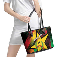 Guinea-Bissau Independence Day Leather Tote Bag Coat Of Arms With Map - Wonder Print Shop