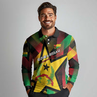 Personalized Guinea-Bissau Independence Day Long Sleeve Polo Shirt Coat Of Arms With Map - Wonder Print Shop