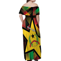 Personalized Guinea-Bissau Independence Day Off Shoulder Maxi Dress Coat Of Arms With Map - Wonder Print Shop