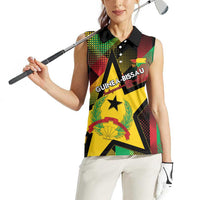 Personalized Guinea-Bissau Independence Day Women Sleeveless Polo Shirt Coat Of Arms With Map - Wonder Print Shop