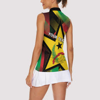 Personalized Guinea-Bissau Independence Day Women Sleeveless Polo Shirt Coat Of Arms With Map - Wonder Print Shop